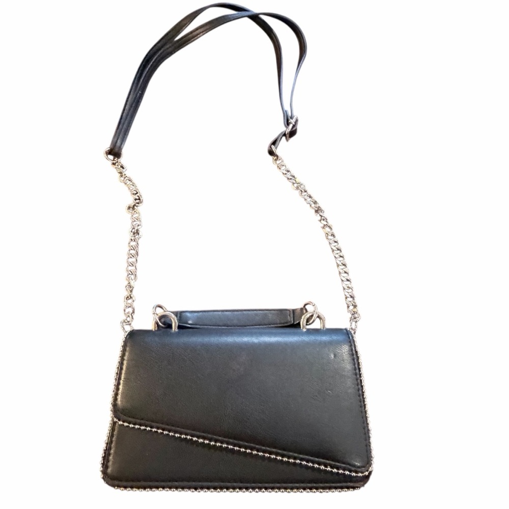 No Boundaries Black Crossbody Bag with Silver Chain
